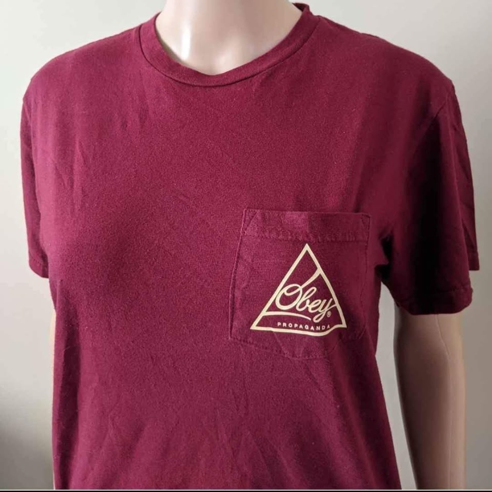 Obey Burgundy T-Shirt, Men's Small